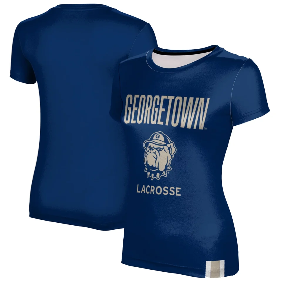 Premium Leak-Proof Women's Navy Georgetown Hoyas Lacrosse T-Shirt