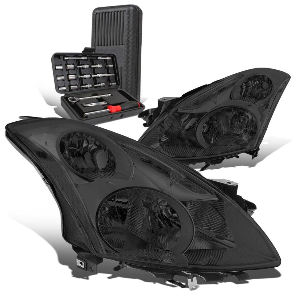 Select Silicone 2010-2012 Altima Pair Smoked Housing Clear Signal Headlight Lamp+Tool Box