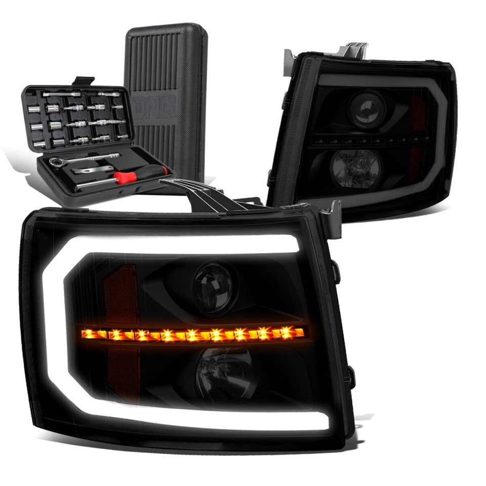 Best-Selling 2007-2014 Silverado C-Style LED DRL Sequential Projector Headlights+Too