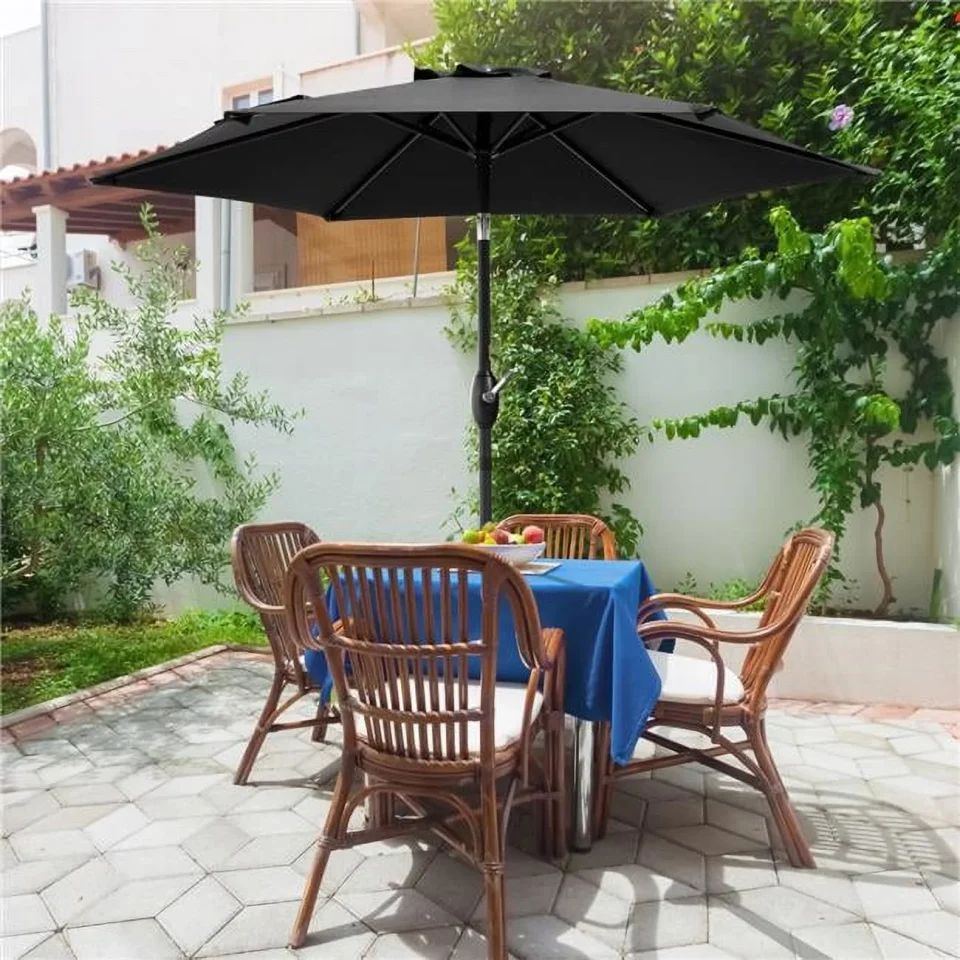 Popular SANLUCE 7.5 ft. Patio Market Crank and Tilt Umbrellas, Table Umbrellas,UV-Resistant Canopy in Black