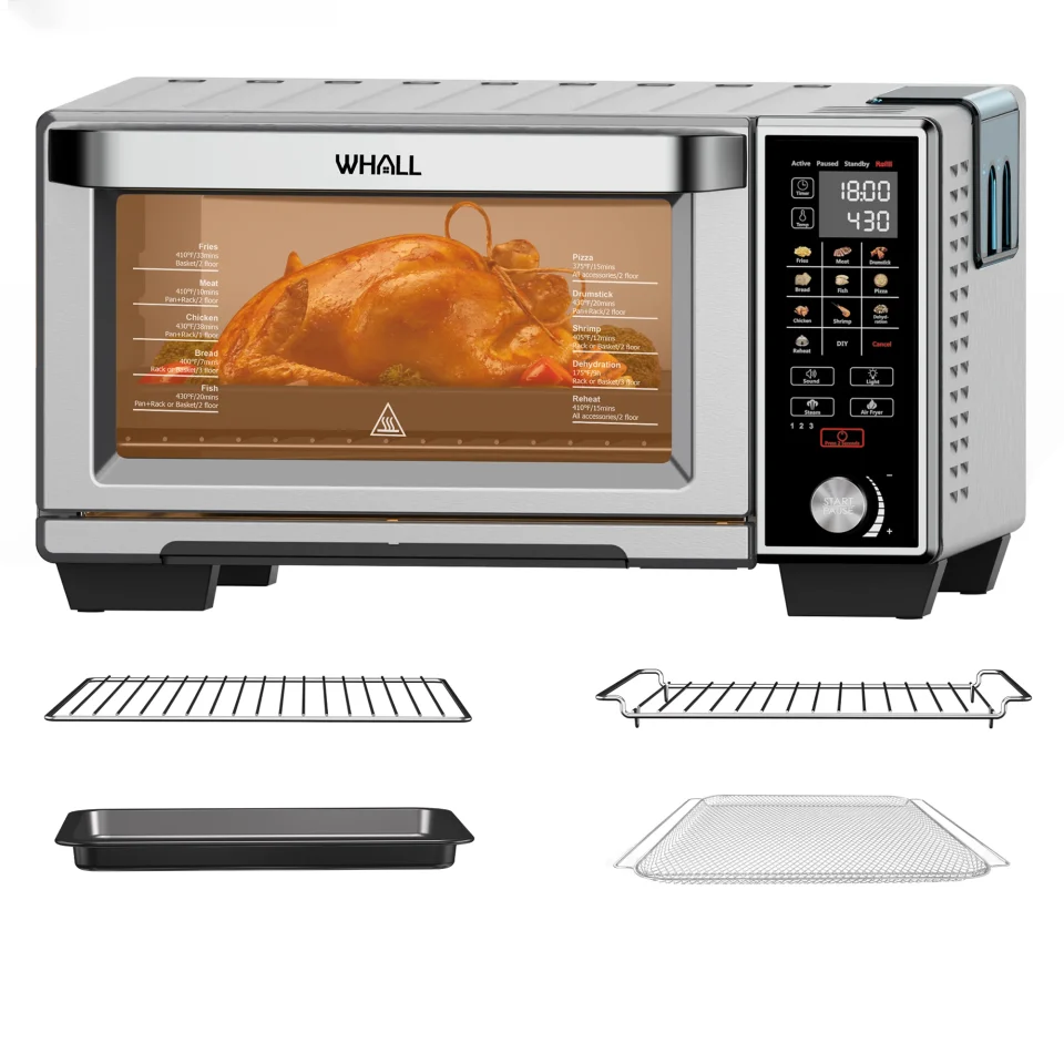 Essential WHALL?Air Fryer Toaster Oven - 30QT Convection Oven, 11-in-1 Steam Oven, Touchscreen, 4 Accessories
