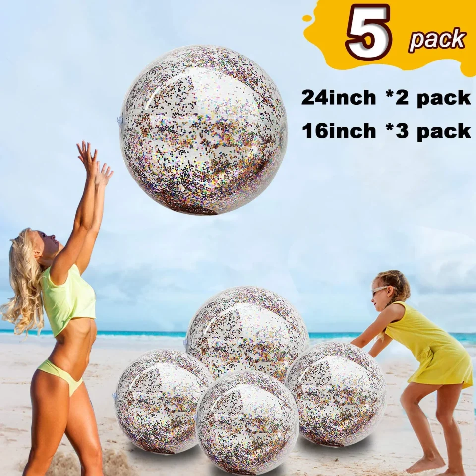 Core Glossy Children Bling Transparent Swimming Ball Toys Round Inflatable Sequins Inside PVC Beach Ball Swimming Pool Floating Toy;Transparent Swimming Ball Toys Inflatable Sequins Inside PVC Beach Ball