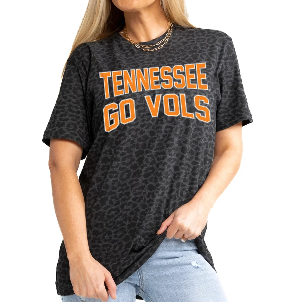 Office Popular Women's Gameday Couture Leopard Tennessee Volunteers Fan Favorite Leopard T-Shirt