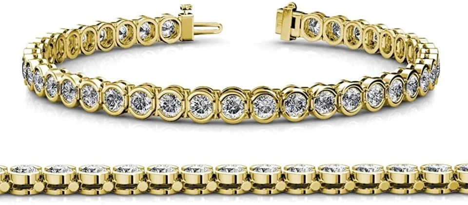 Home Best-Selling Diamond 3.5mm Channel Set Tennis Bracelet SI2-I1, G-H 7.36 ct tw in 14K Yellow Gold
