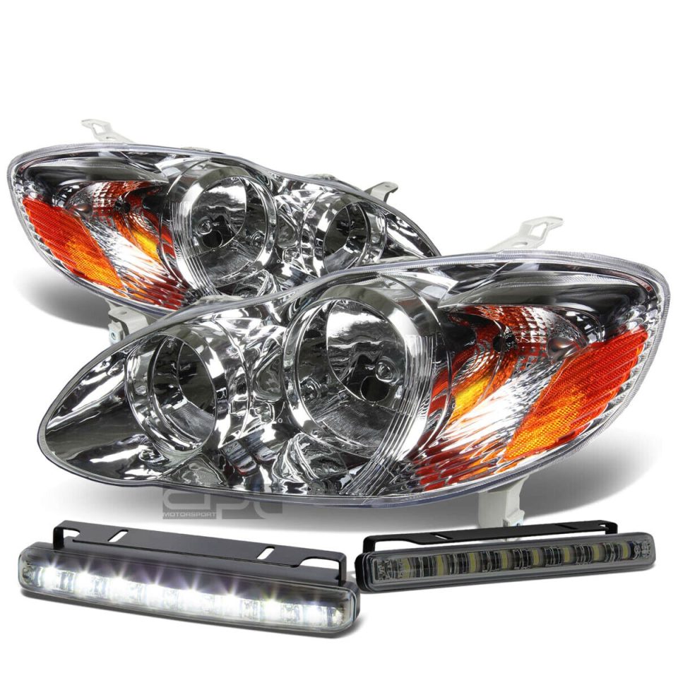 Cleaning Long-Lasting CHROME CLEAR HEAD+AMBER CORNER+SMOKE LED FOG LIGHT KIT 03-08 TOYOTA COROLLA