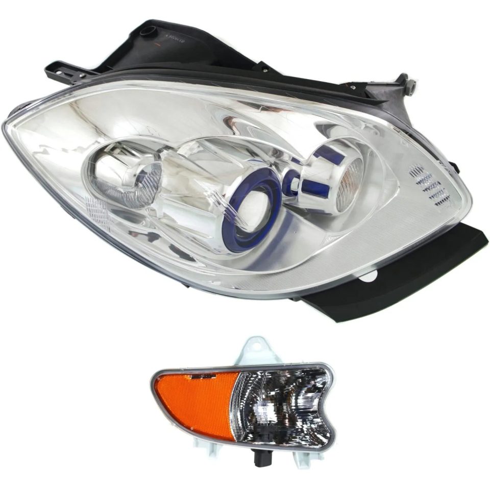 Silicone Space-Saving Headlight Kit For 2008-2012 Buick Enclave Right Side Clear Lens Chrome Housing
