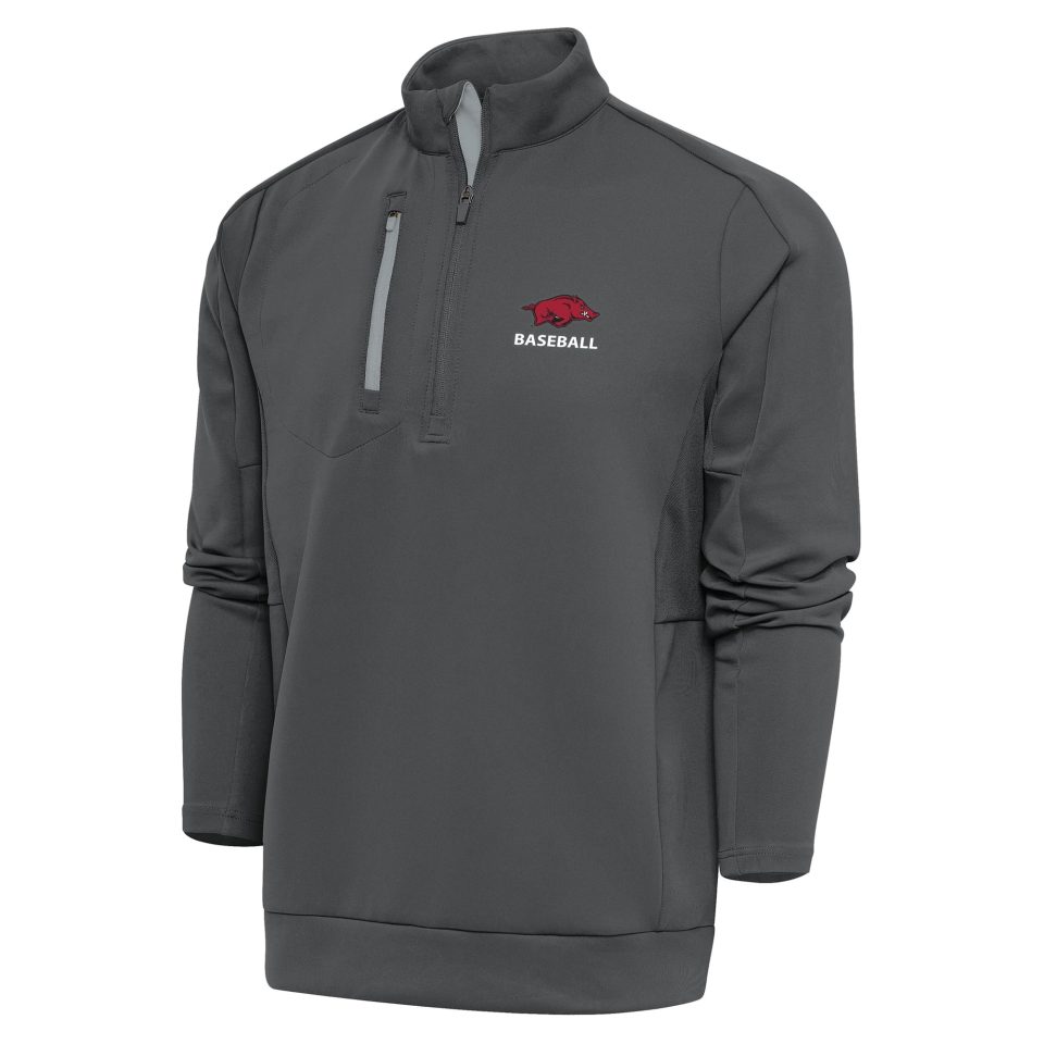 Safe Gift-Ready Men's Antigua Charcoal Arkansas Razorbacks Baseball Generation Quarter-Zip Pullover Top