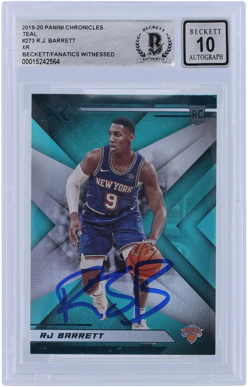 Top-Rated RJ Barrett New York Knicks Autographed 2019-20 Panini Chronicles XR Teal #273 Beckett Fanatics Witnessed Authenticated 10 Rookie Card - Fanatics Authentic Certified
