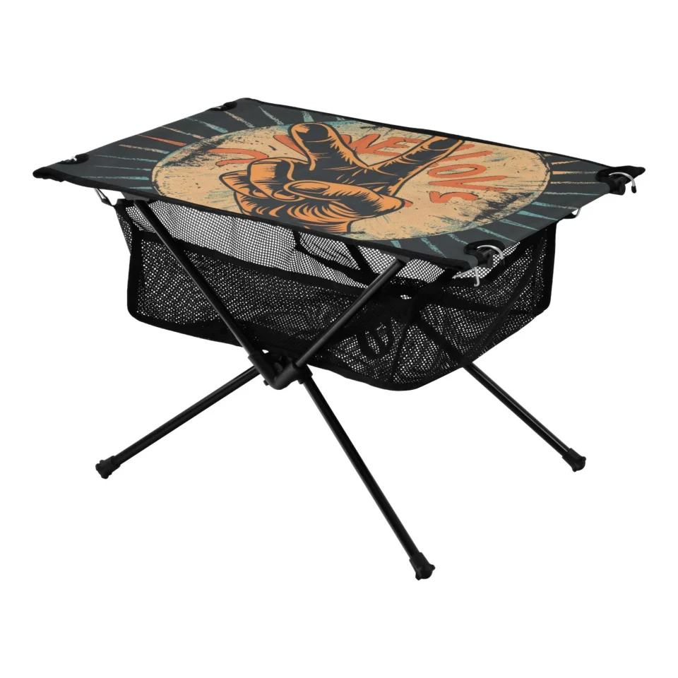 Home Space-Saving Peace Sign Camping Folding Table Portable Beach Table with Storage Bag Compact Picnic Table for Outdoor Travel Fishing BBQ