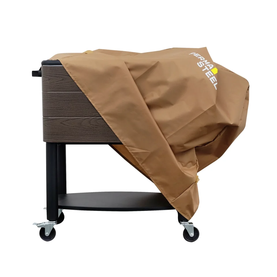 Dining Space-Saving Permasteel Universal Patio Cooler Cover for 60-Quart Outdoor Patio Cooler Cart, Tan