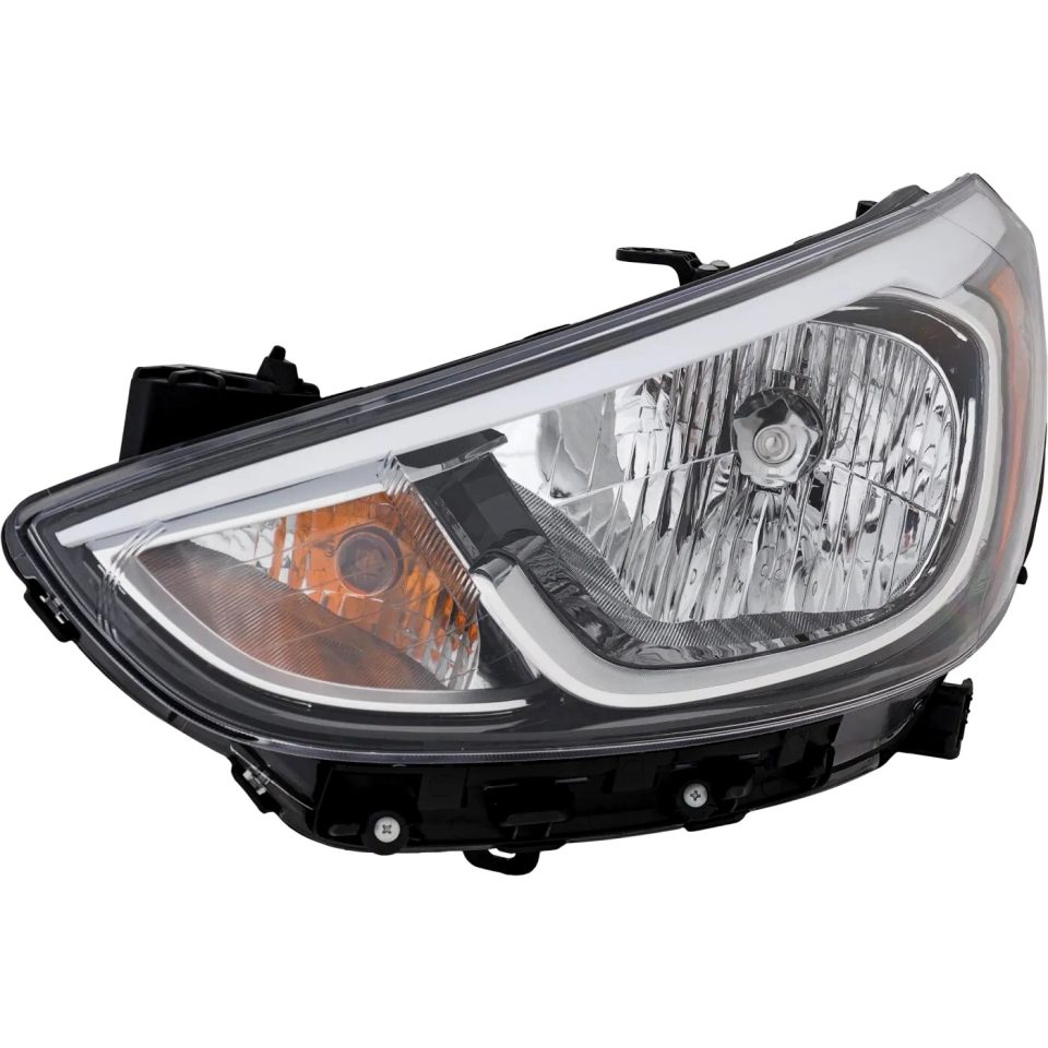 Stainless Steel Headlight For 2015-2017 Hyundai Accent Driver Side CAPA Halogen