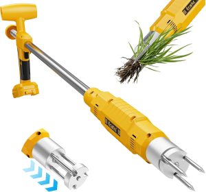 Safe Eco-Friendly Stand Up Weed Puller. Ecarke Brushless Electric Weed Puller. Compatible with DeWalt 20V Battery