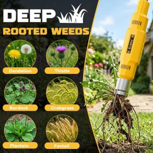 Safe Eco-Friendly Stand Up Weed Puller. Ecarke Brushless Electric Weed Puller. Compatible with DeWalt 20V Battery