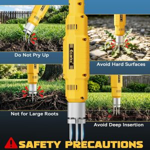 Safe Eco-Friendly Stand Up Weed Puller. Ecarke Brushless Electric Weed Puller. Compatible with DeWalt 20V Battery