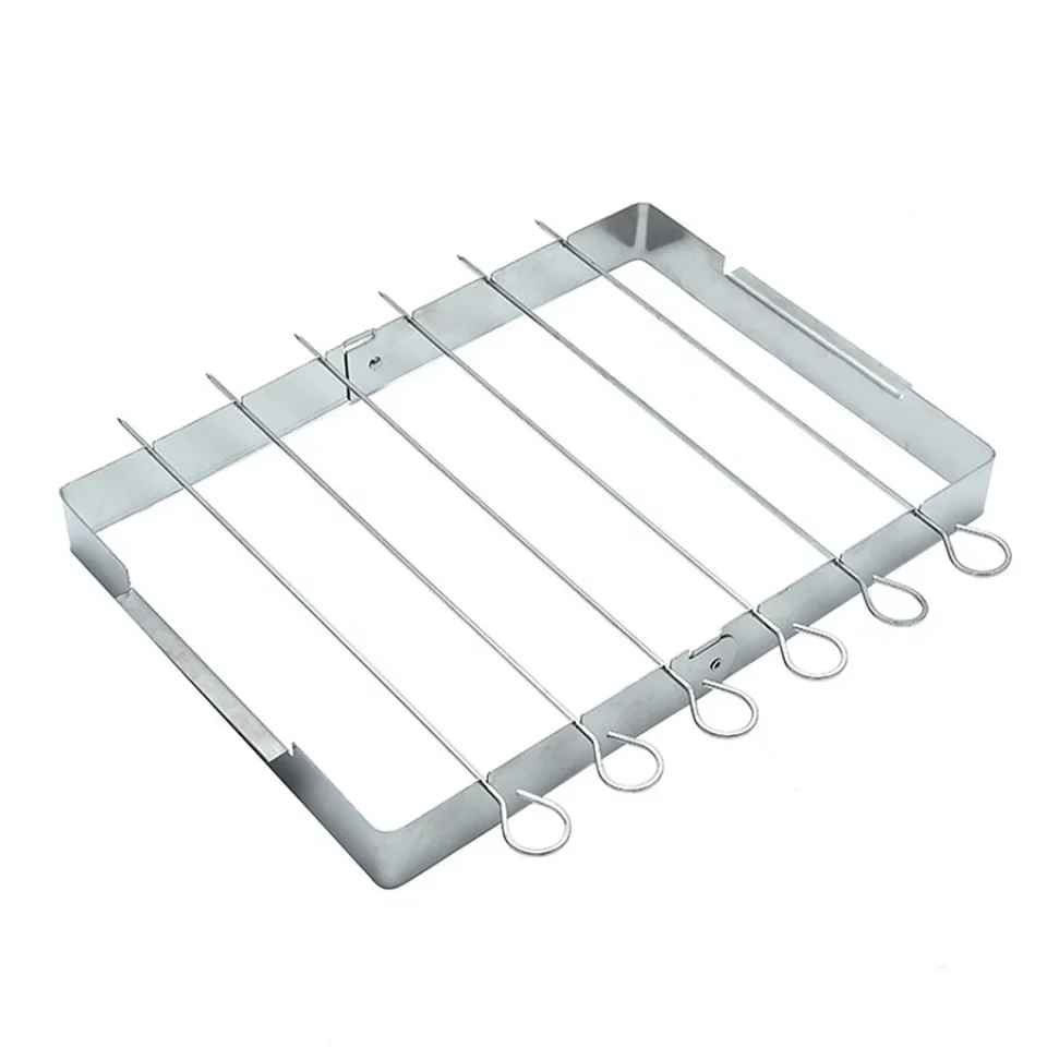 Glossy Kitchen Rinhoo BBQ Skewer Rack Stainless Steel Barbecue Skewer Set Detachable Grill Picnic Holder for Outdoor