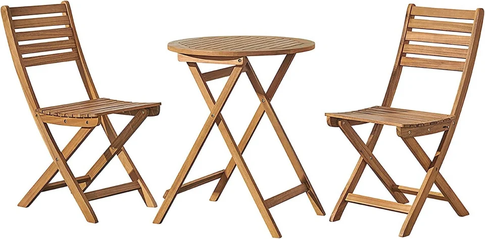 Cast Iron Folding Table and Chair Set - Round Table and 2 Chairs