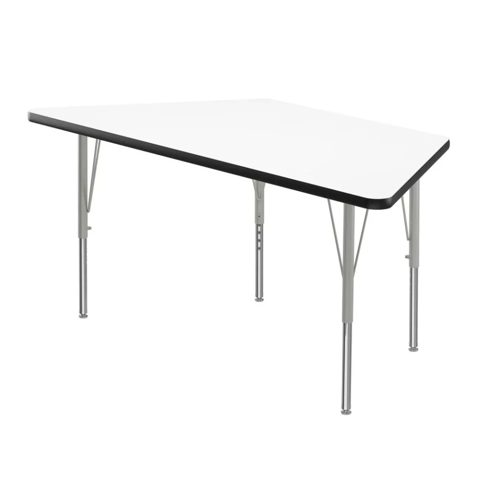 Ceramic Best-Selling Correll Inc. Deluxe High-Pressure Top Activity Tables, 30x60, TRAPEZOID WHITE SILVER MIST