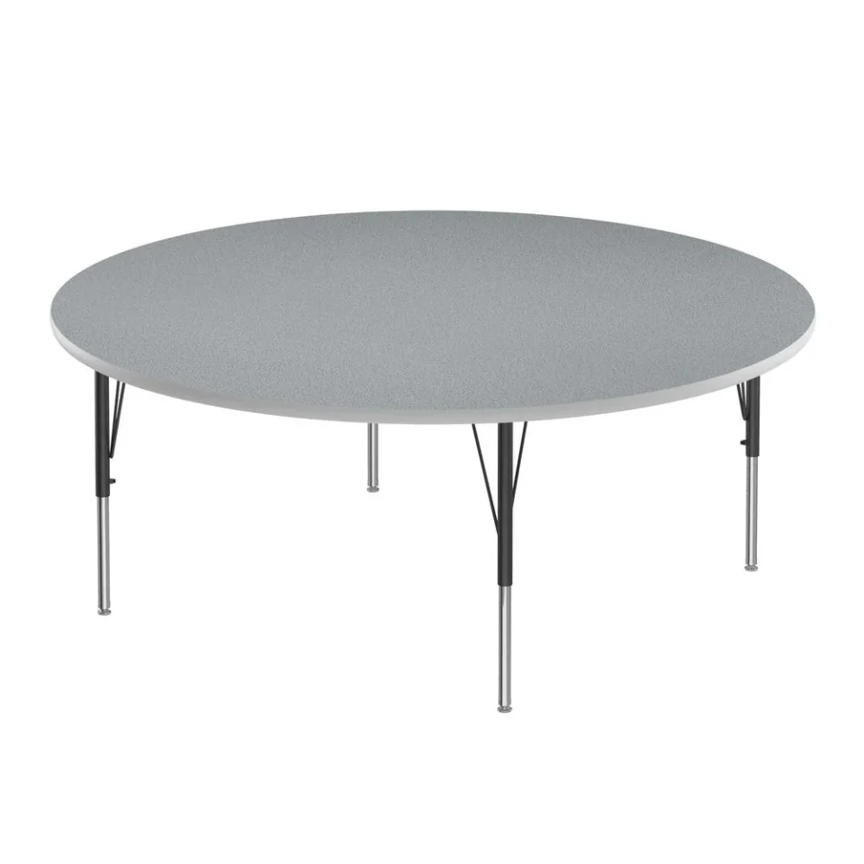 Clear Correll Inc. Deluxe High-Pressure Top Activity Tables 60x60 ROUND, GRAY GRANITE BLACK/CHROME