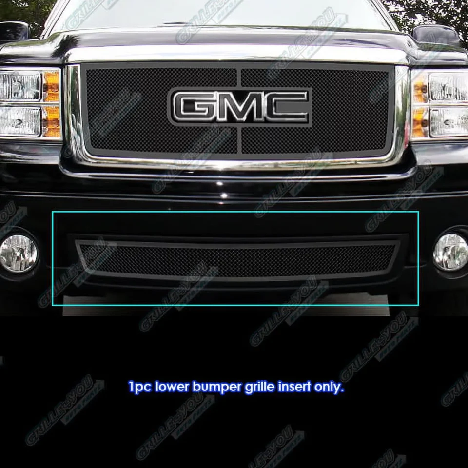Travel APS Compatible with GMC Sierra 1500 2007-2013 & 07-10 2500 3500 HD Lower Bumper Stainless Steel Black Mesh Grille Grill Insert G76495H