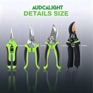Dining AudcaLight Garden Pruning Tool. 4-Pack Bypass Pruning Shears. Titanium Steel Blade. With Gardening Gloves. Shears Stainless