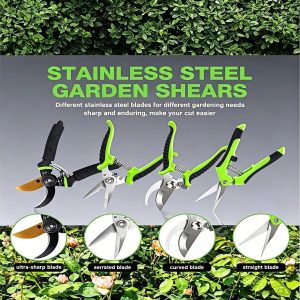 Dining AudcaLight Garden Pruning Tool. 4-Pack Bypass Pruning Shears. Titanium Steel Blade. With Gardening Gloves. Shears Stainless