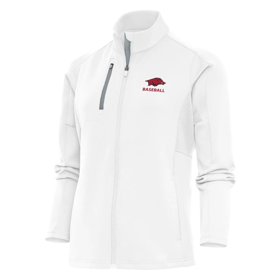 Kitchen Women's Antigua White Arkansas Razorbacks Baseball Generation Full-Zip Jacket