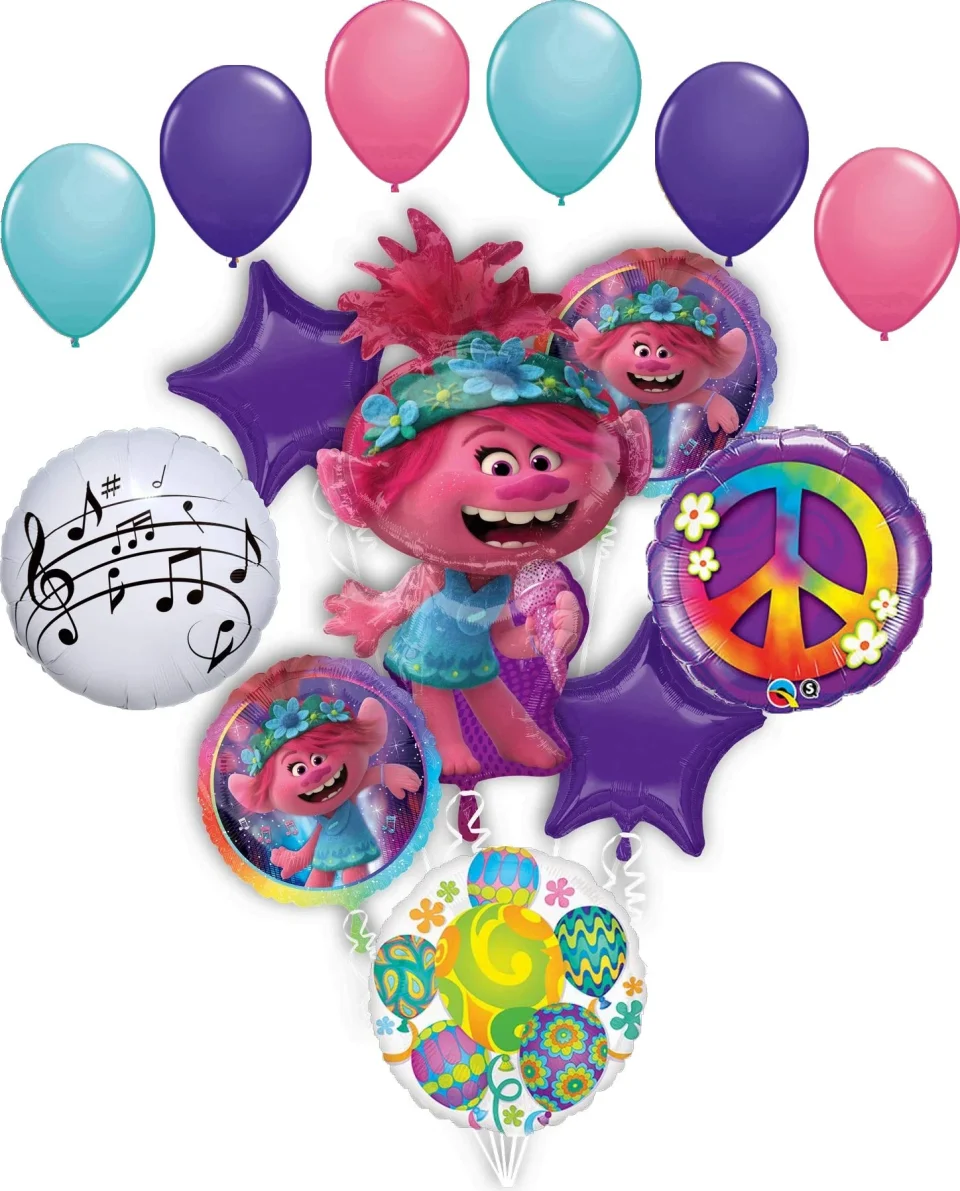 Storage Upgraded Trolls World Tour Party Supplies Poppy Saves Music Balloon Bouquet Decorations