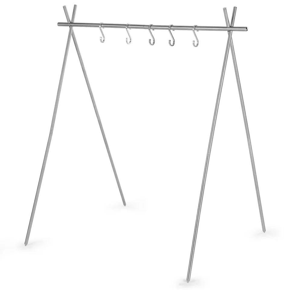 Home Portable Collapsible Stainless Steel Camping Hanging Rack for Pot Clothes Hanger
