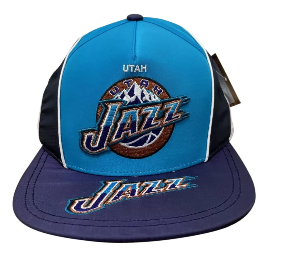 Premium Glossy Mitchell & Ness Teal/Purple NBA Utah Jazz Freethrow HWC Snapback Hat - OSFA
