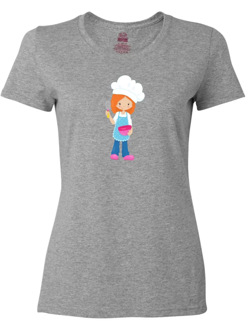 Thickened Inktastic Baking Girl, Girl With Chef's Hat, Orange Hair Women's T-Shirt