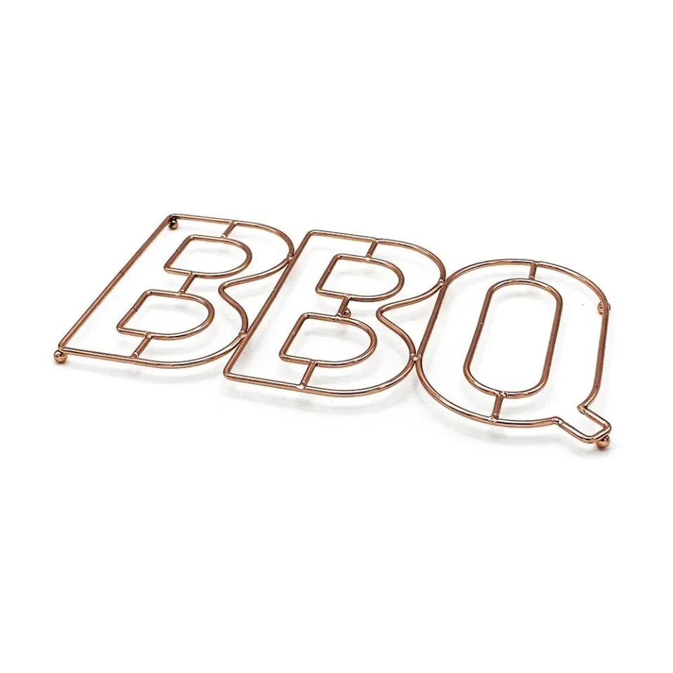 Travel Mr. Bar-B-Q BBQ Trivet in Chrome and Rose Gold Finish