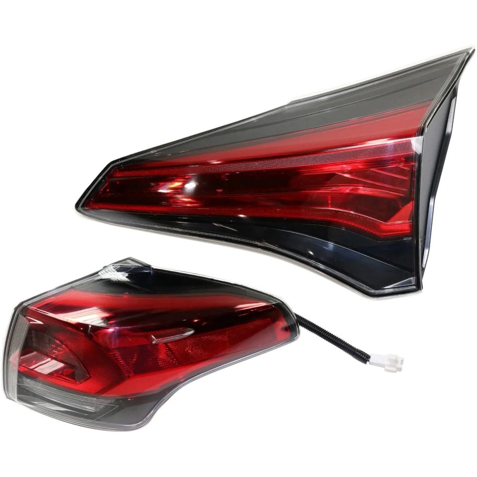 Matte Tail Light Set For 2016-2018 Toyota RAV4 Right Inner and Outer Clear/Red Halogen