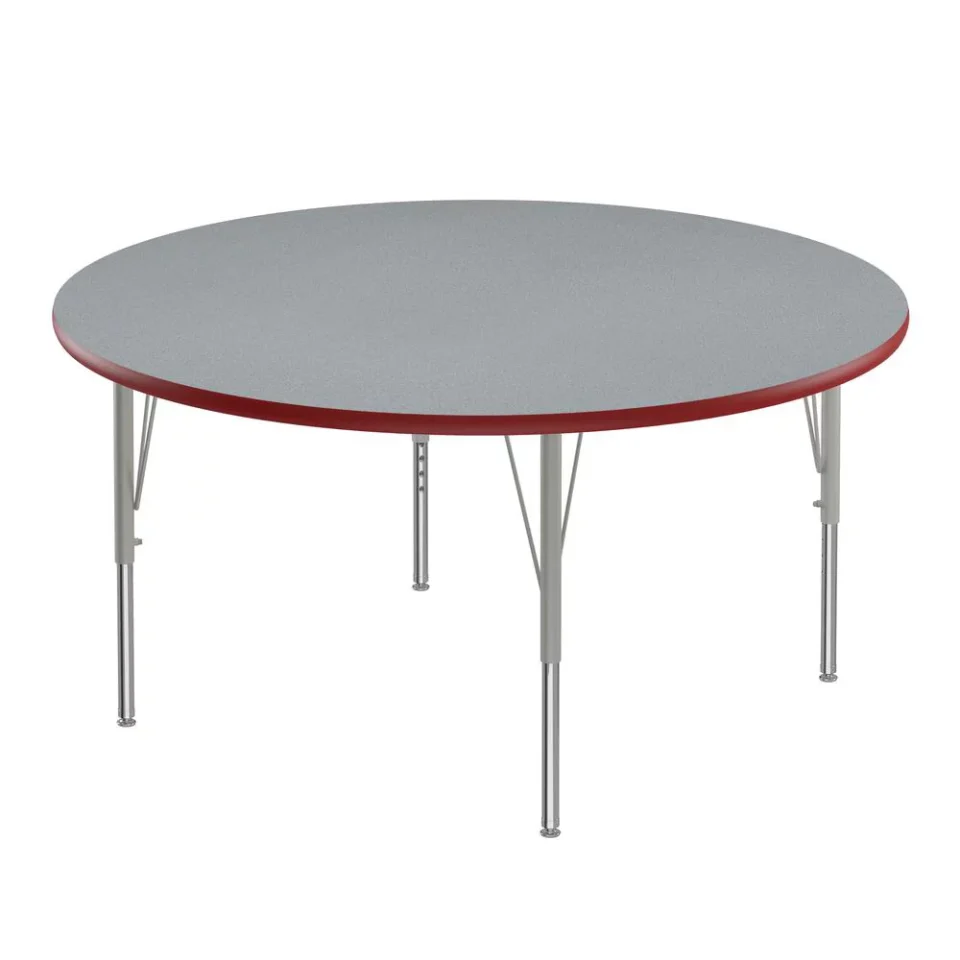 Cast Iron Storage Correll Inc. Deluxe High-Pressure Top Activity Tables 48x48, ROUND GRAY GRANITE, SILVER MIST