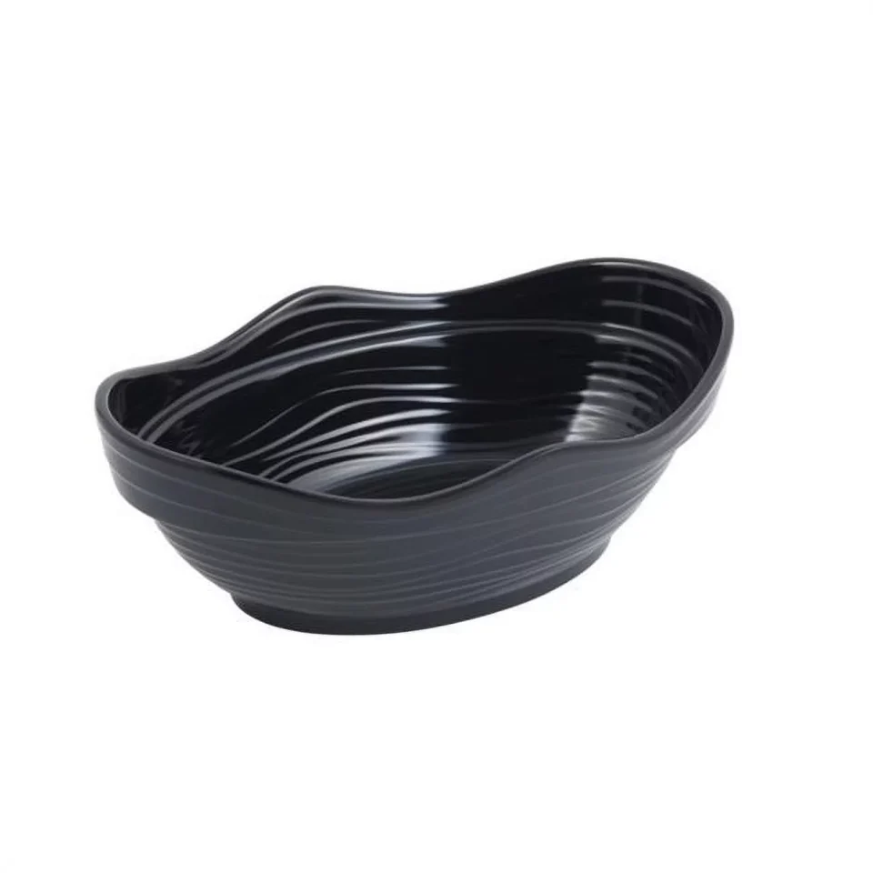 Matte Bon Chef 12 x 8 x 4 in. Euro Round Bowl 3 quart Bowl - Black