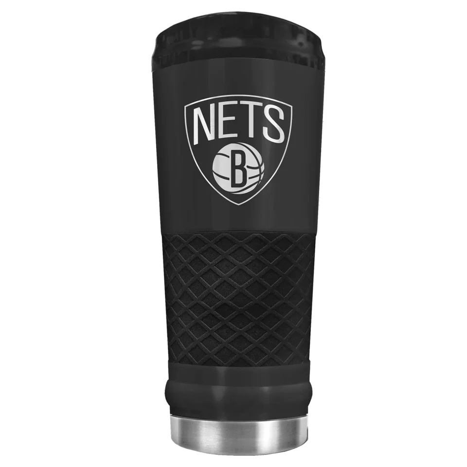 Glossy Black Brooklyn Nets Stealth Matte 24oz Tumbler