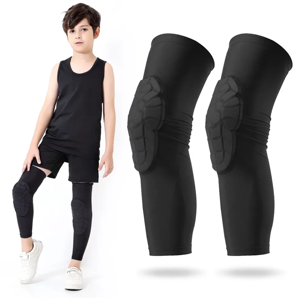 Supreme Glass Kids Leg Sleeves -Slip Leg Sleeves with Protective Knee Pads for Basketball Volleyball Skating