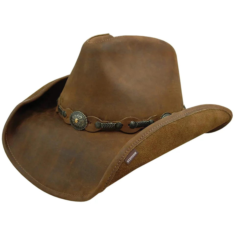 Select Stetson Roxbury Shapeable Leather Cowboy Western Hat (Rust, X-Large)