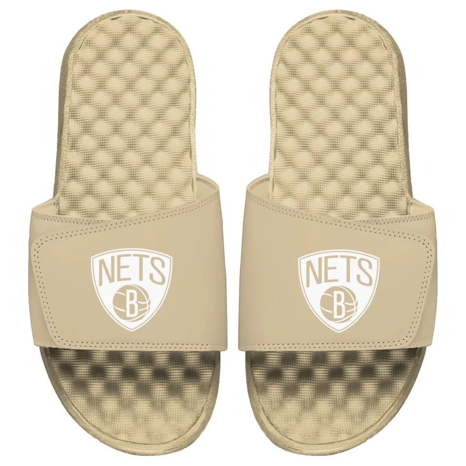 Safe Versatile Men's ISlide Tan Brooklyn Nets Dune Mantra Slide Sandals